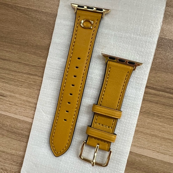 NWOB Coach Gold-Tone Leather Band 38mm-41mm - Picture 6 of 8
